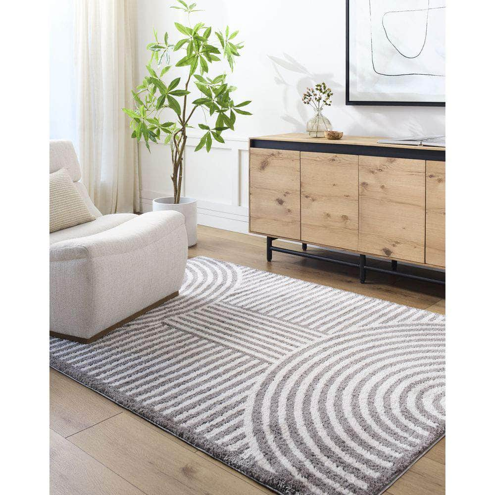 Machine Woven FSG-2334 Light Beige, Charcoal Rugs #color_light beige, charcoal