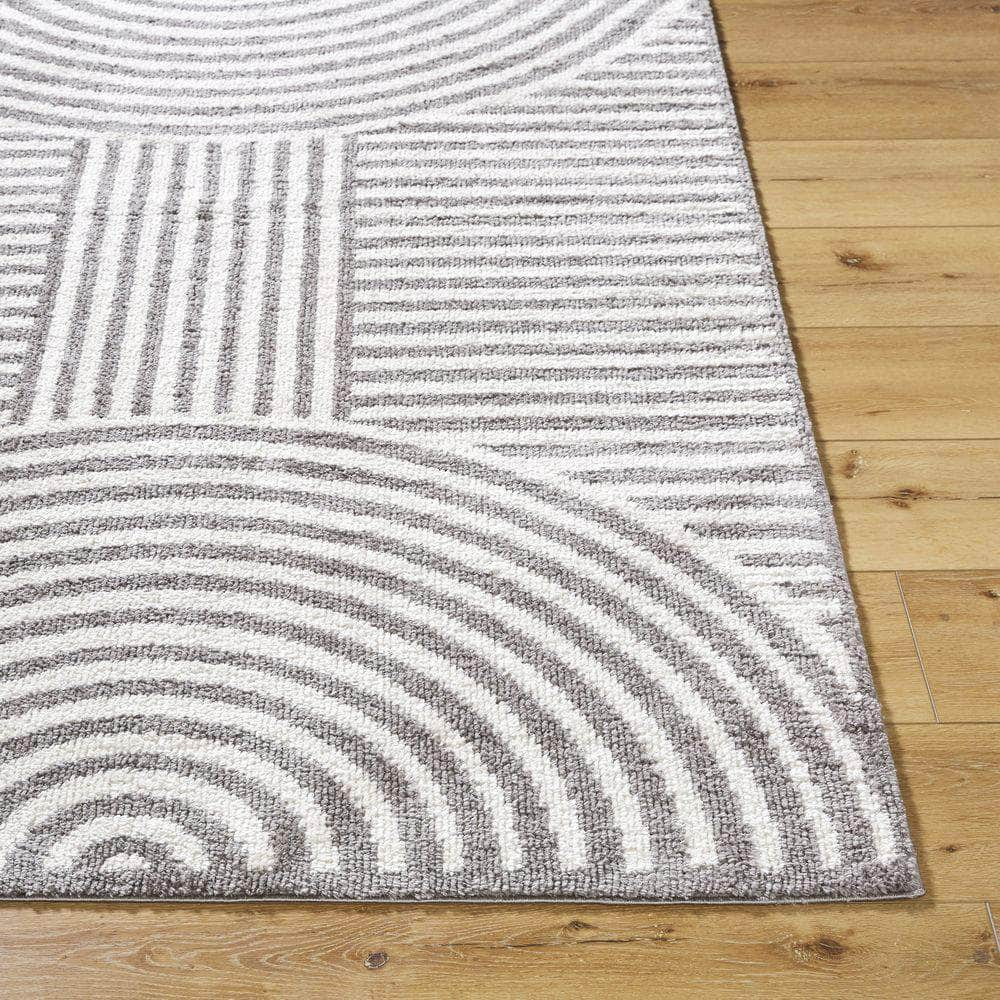 Machine Woven FSG-2334 Light Beige, Charcoal Rugs #color_light beige, charcoal