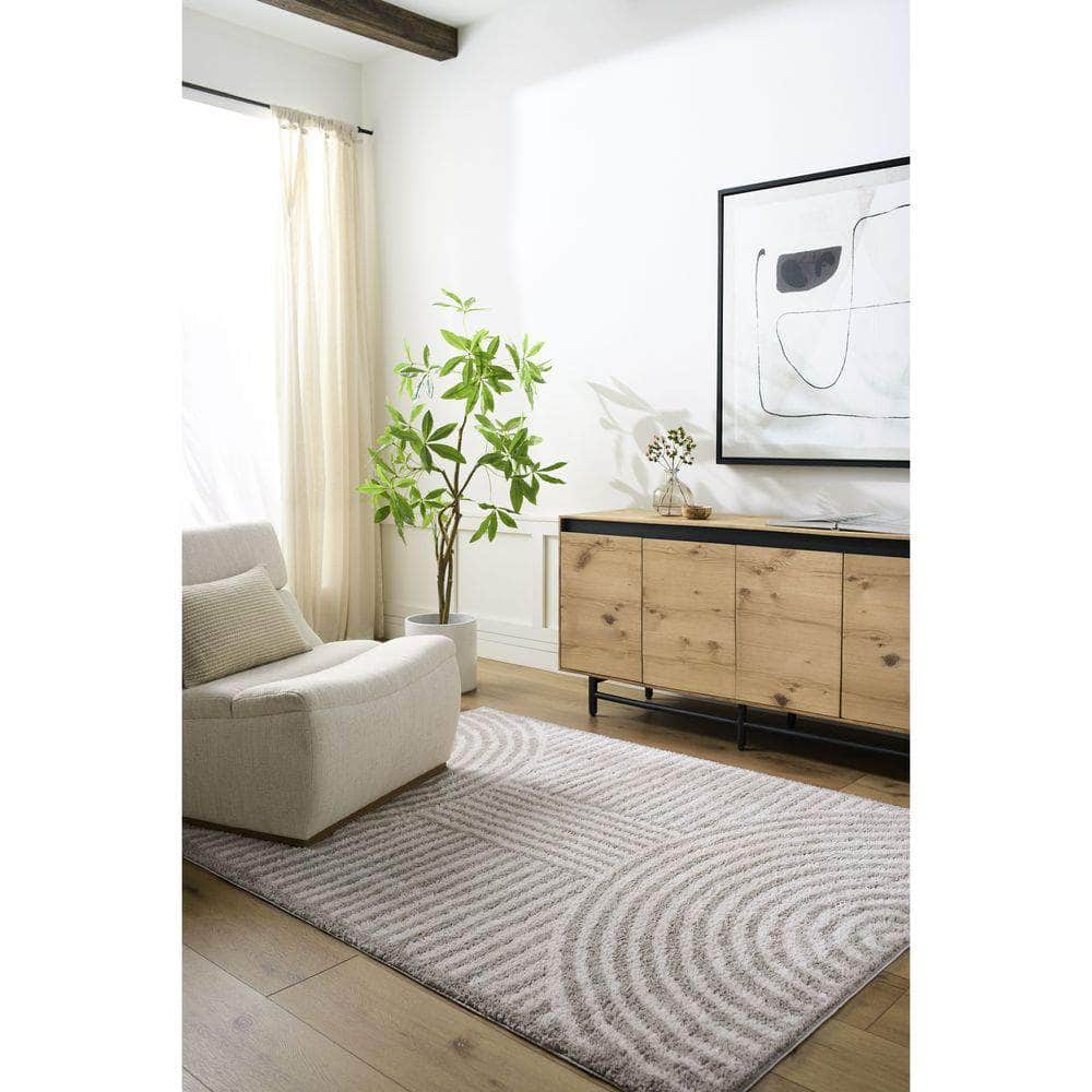 Machine Woven FSG-2335 Light Beige, Medium Gray Rugs #color_light beige, medium gray