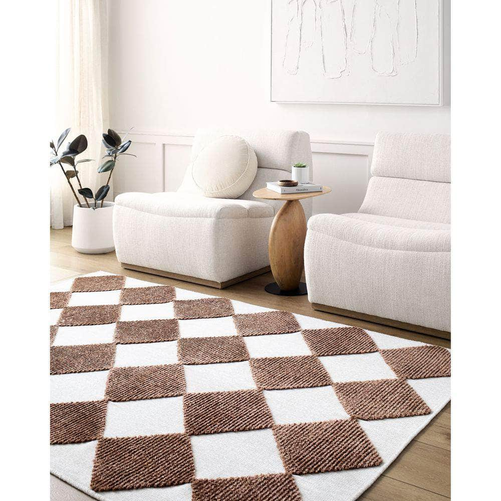 Machine Woven LYA-2358 White, Rust Rugs #color_white, rust