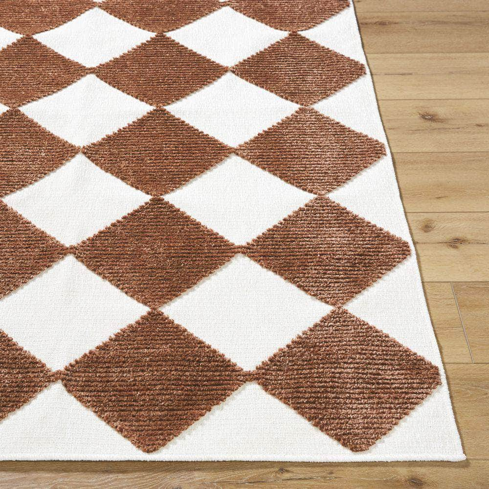 Machine Woven LYA-2358 White, Rust Rugs #color_white, rust