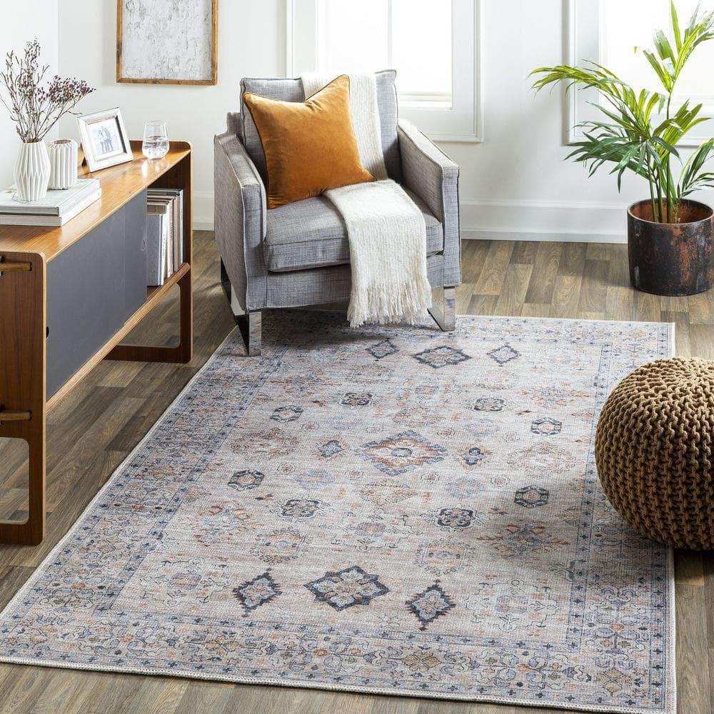 Machine Woven ALY-2302 Rust, Dark Blue Rugs #color_rust, dark blue