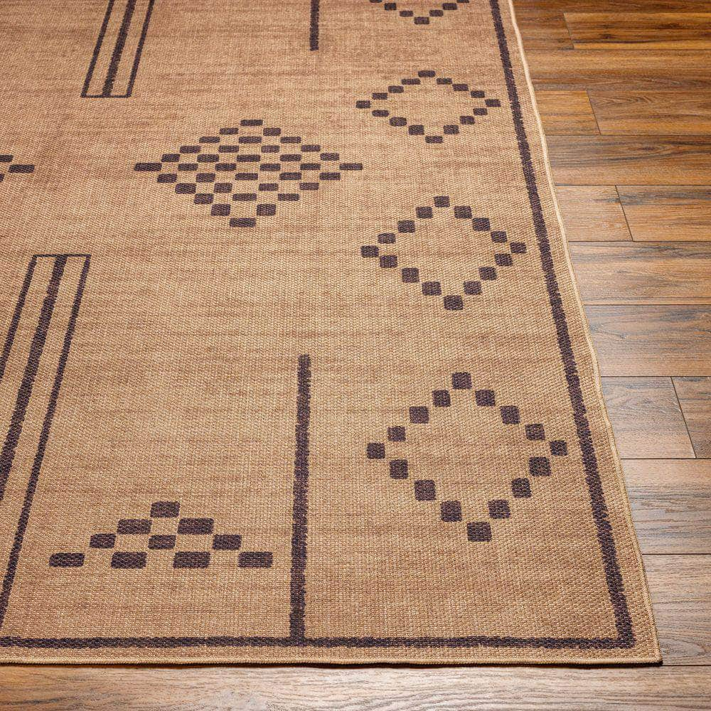 Machine Woven EZT-2303 Light Brown, Black Rugs #color_light brown, black