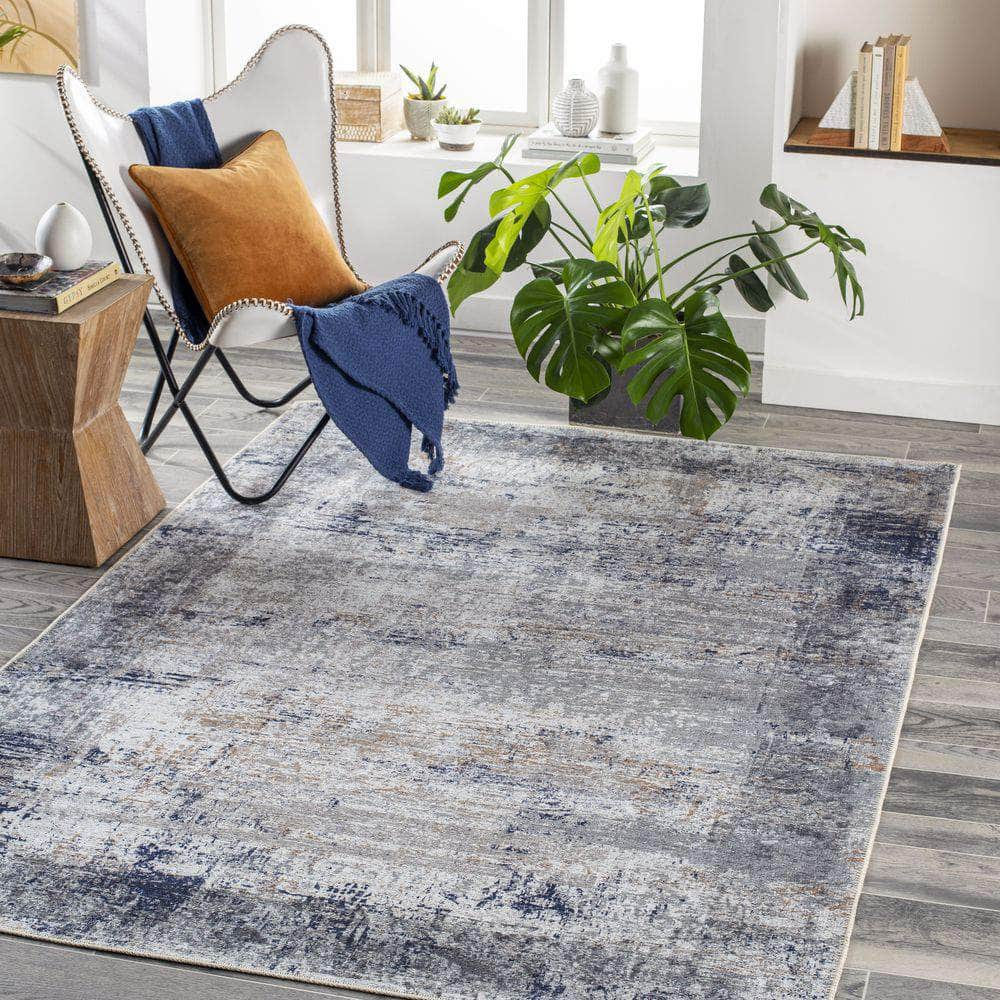 Machine Woven THI-2708 Dark Blue, Medium Brown Rugs #color_dark blue, medium brown