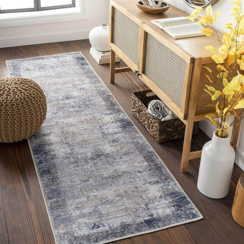 Machine Woven THI-2708 Dark Blue, Medium Brown Rugs #color_dark blue, medium brown