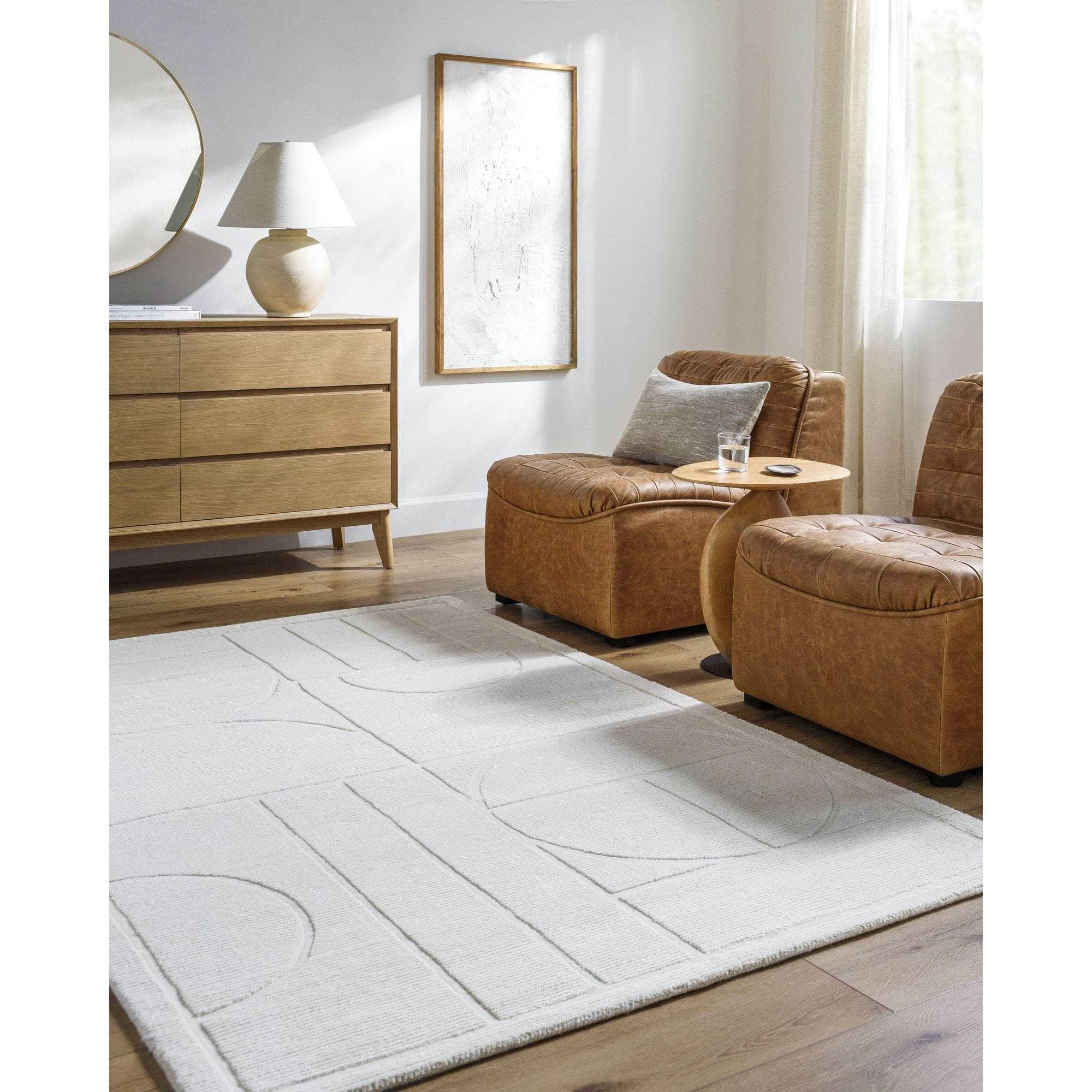 Handmade M-5485 Off-White, Light Silver Rugs #color_off-white, light silver