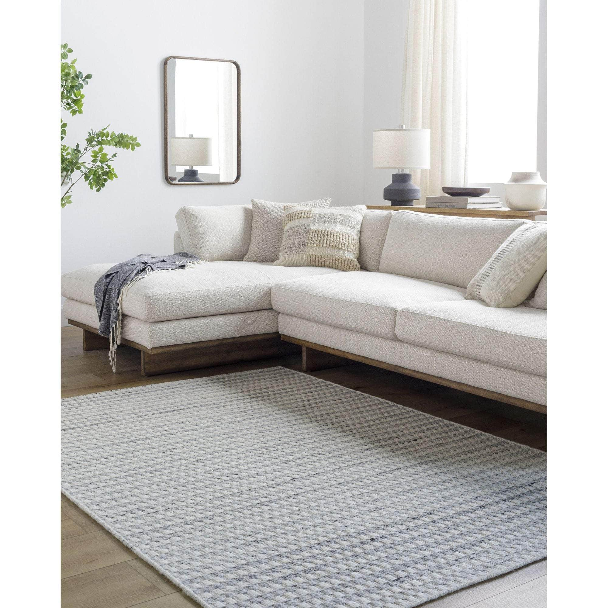 Handmade MDI-2358 Off-White, Light Silver, Silver Rugs #color_off-white, light silver, silver