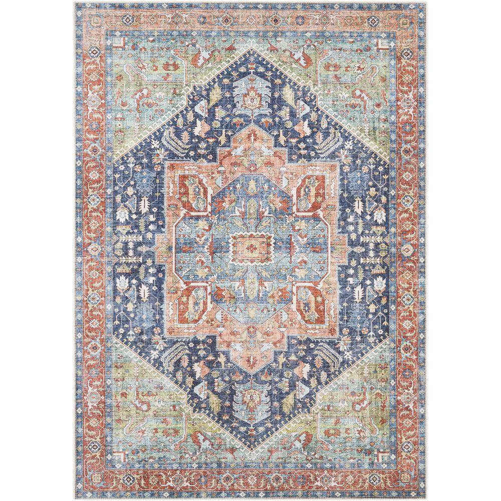 Machine Woven AML-2311 Navy, Peach Rugs #color_navy, peach