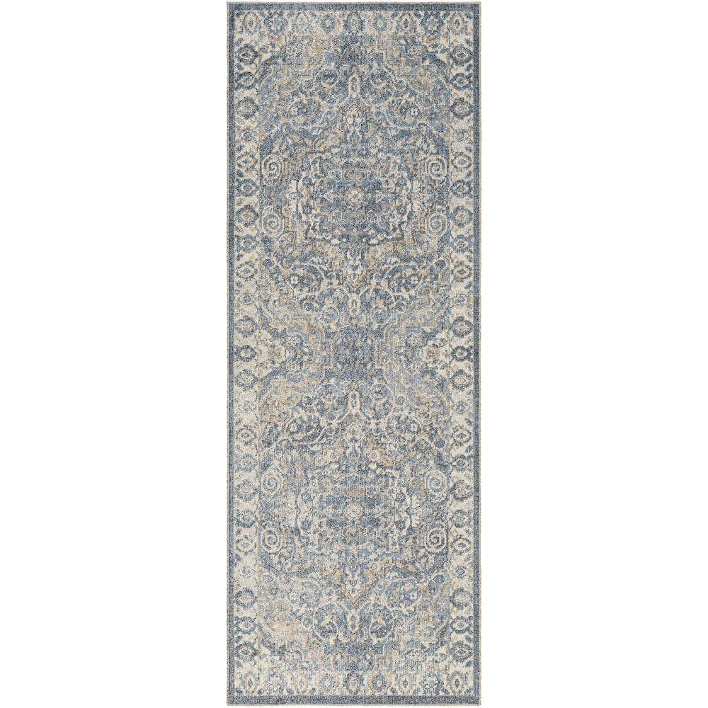 Machine Woven LLL-2320 Oatmeal, Dark Blue Rugs #color_oatmeal, dark blue