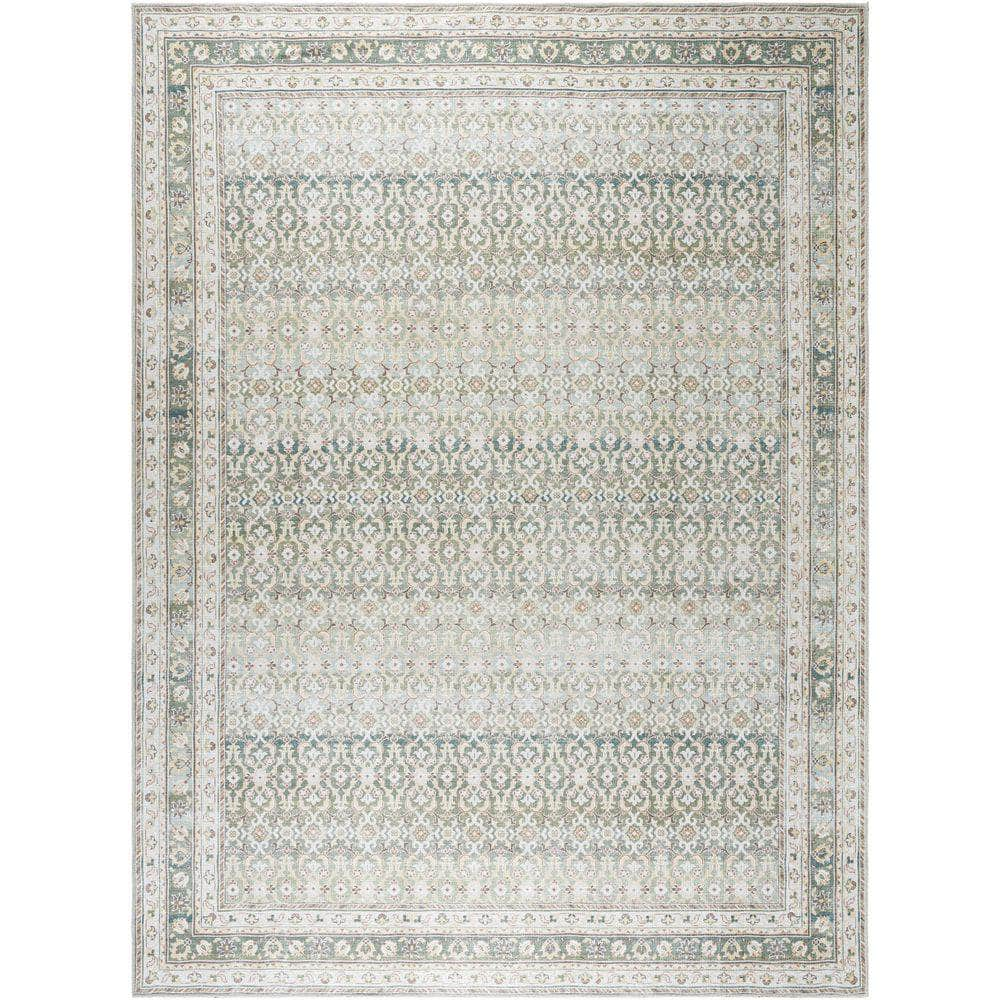 Machine Woven PNWRN-2304 Olive, Seafoam Rugs #color_olive, seafoam