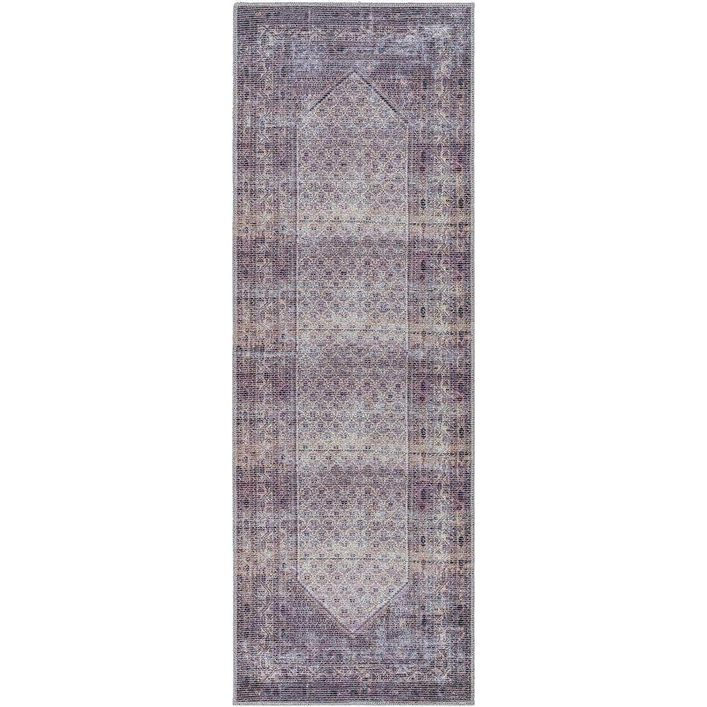 Machine Woven CLN-2313 Plum, Ink Blue Rugs #color_plum, ink blue