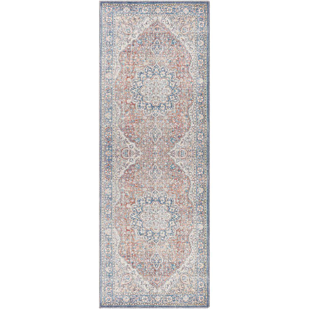 Machine Woven CLN-2307 Red, Dark Blue Rugs #color_red, dark blue