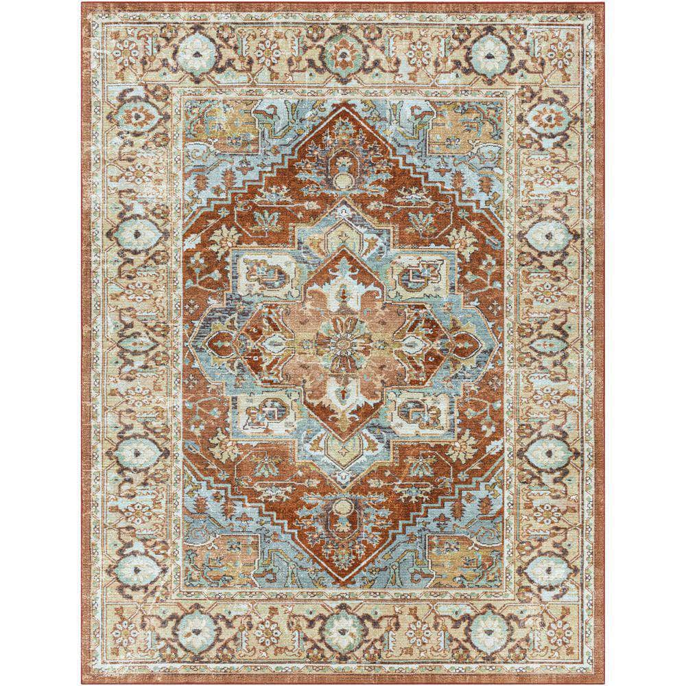 Machine Woven LEC-2307 Rust, Dark Blue Rugs #color_rust, dark blue