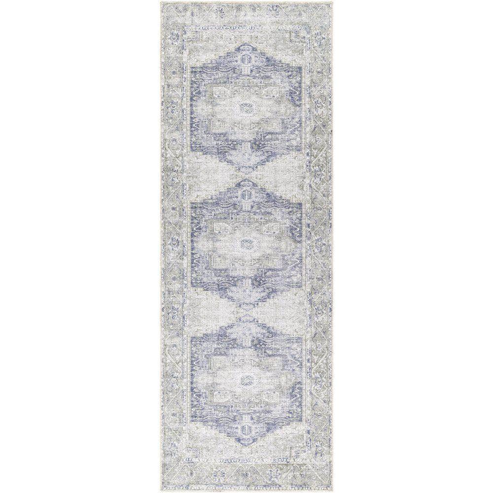 Machine Woven AML-2363 White, Medium Gray Rugs #color_white, medium gray