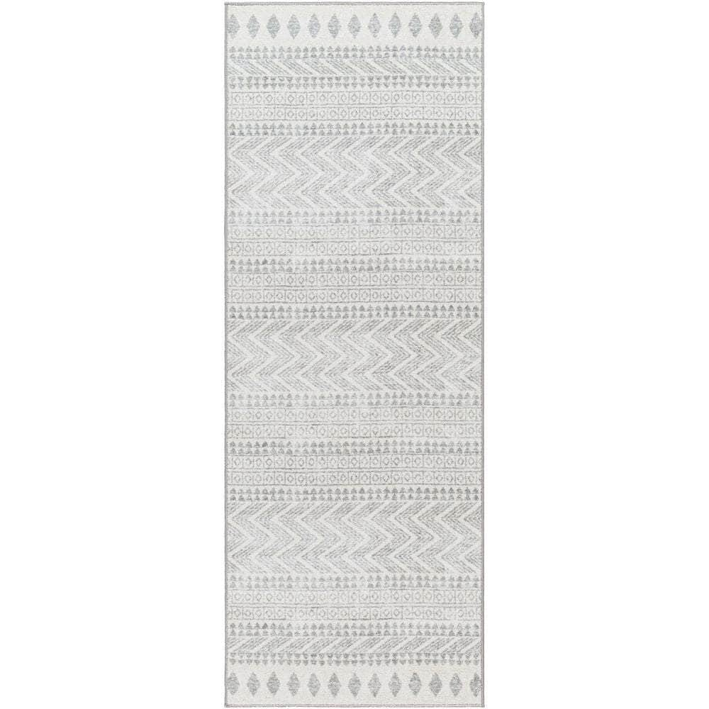 Machine Woven HRH-2300 White, Medium Gray Rugs #color_white, medium gray