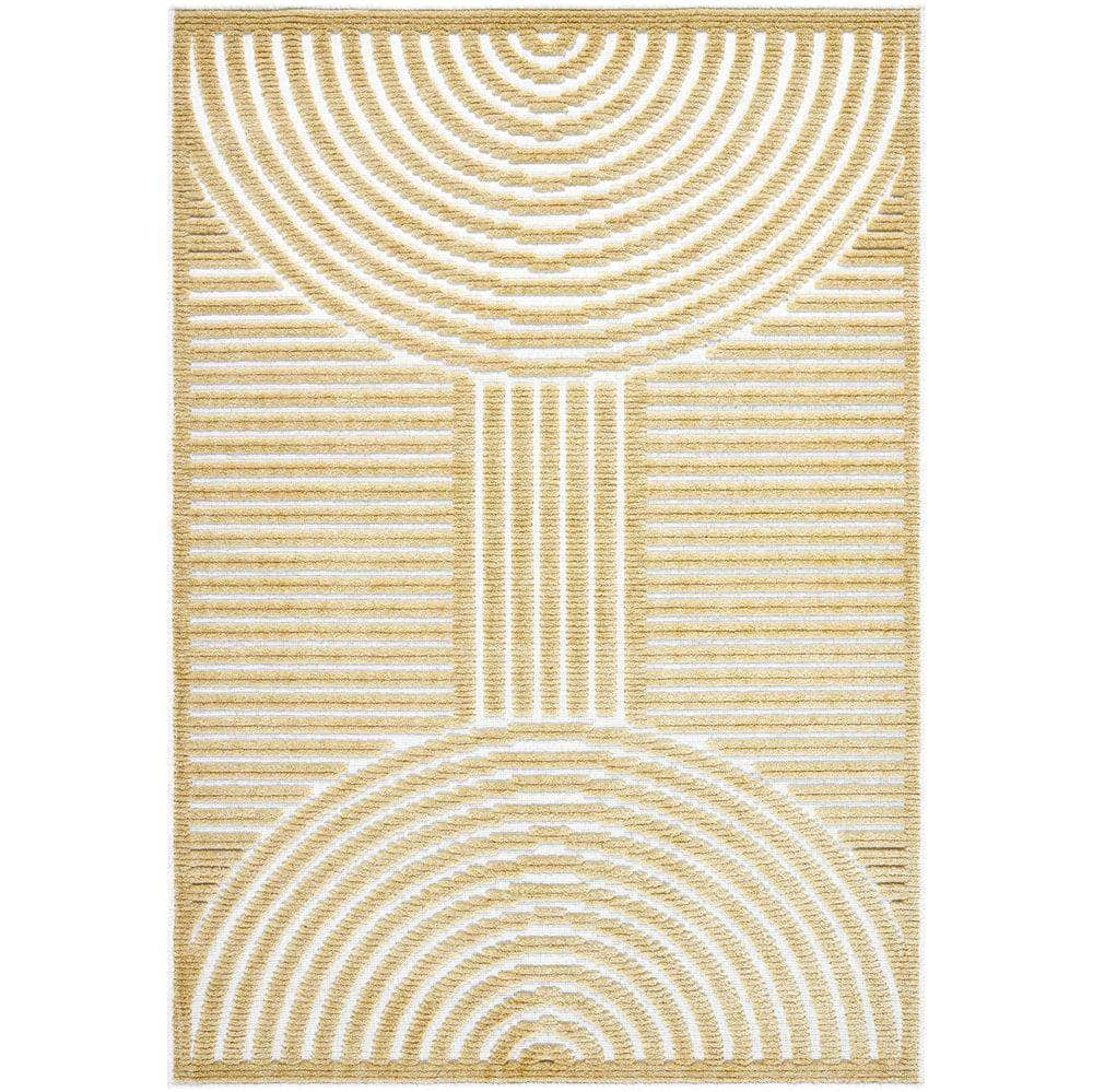 Machine Woven LYA-2330 White, Mustard Rugs #color_white, mustard