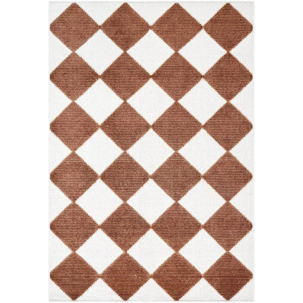 Machine Woven LYA-2358 White, Rust Rugs #color_white, rust