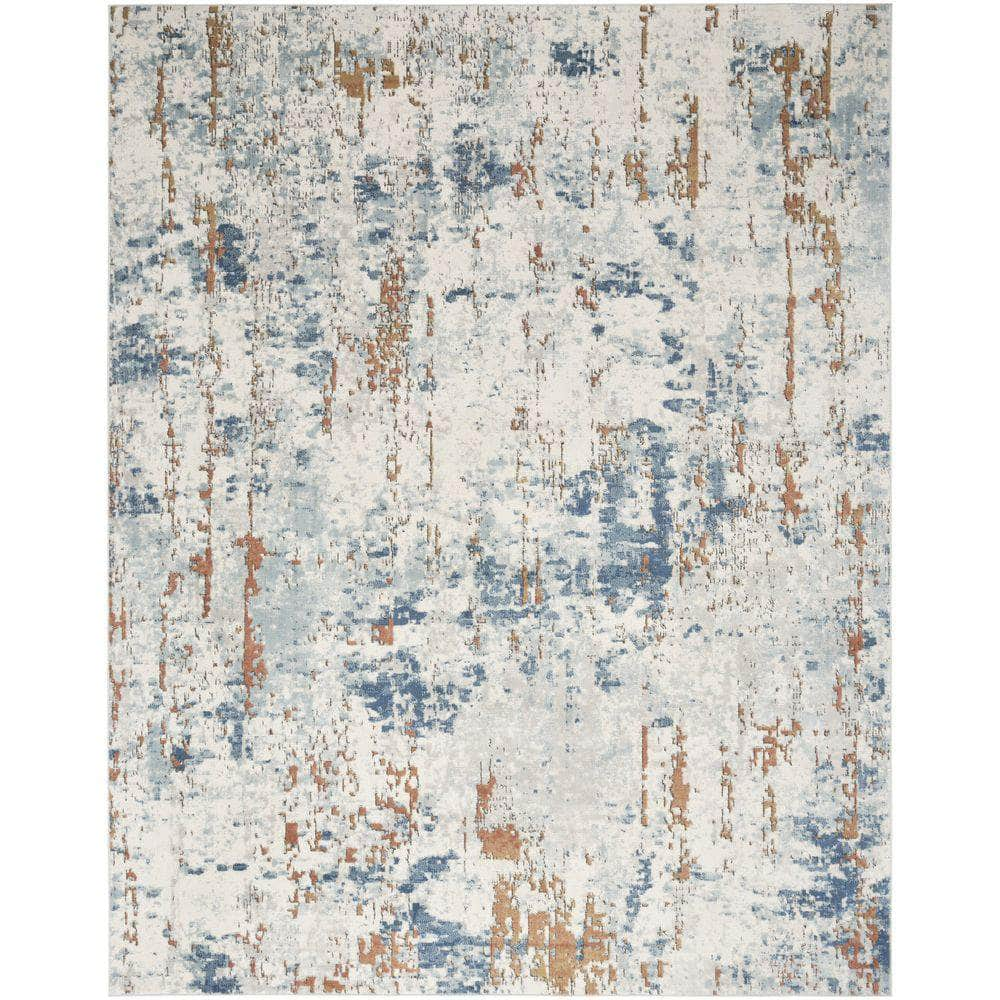 Concerto CNC01 Beige Blue Rust Rug #color_beige blue rust