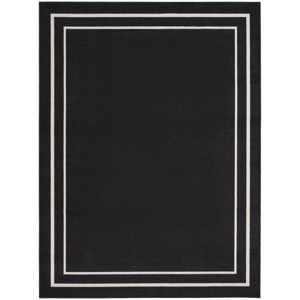 Nourison Essentials NRE02 Black Ivory Rugs #color_black ivory