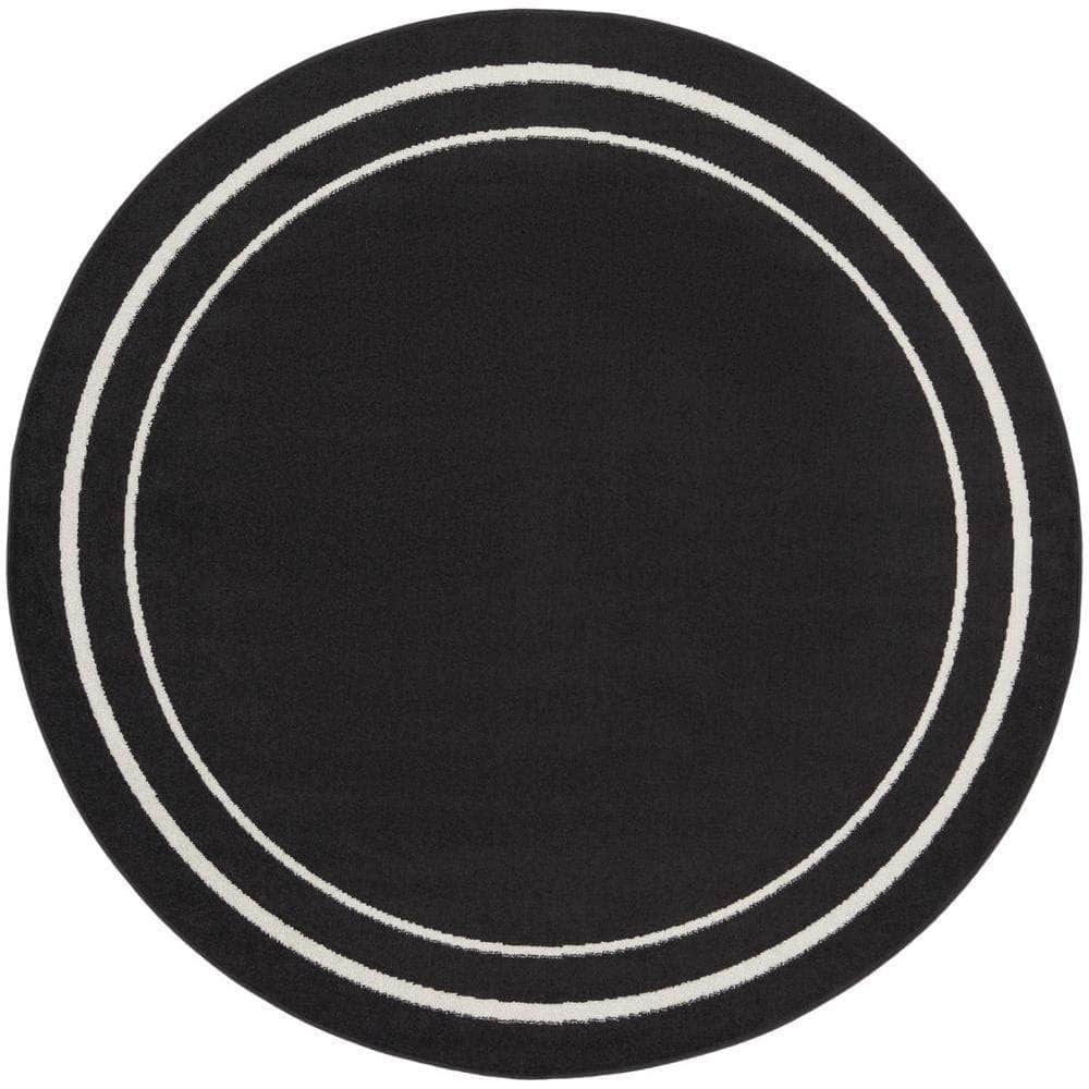 Nourison Essentials NRE02 Black Ivory Rugs #color_black ivory