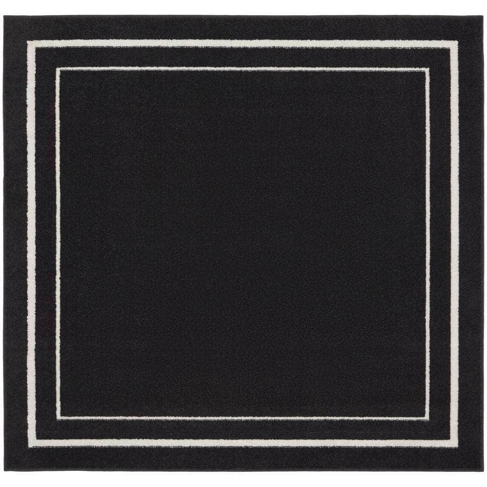 Nourison Essentials NRE02 Black Ivory Rugs #color_black ivory