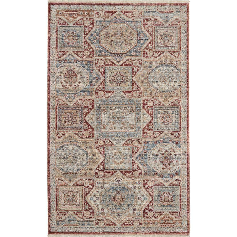 Enchanting Home ENH02 Blue/Brick Rugs #color_blue/brick