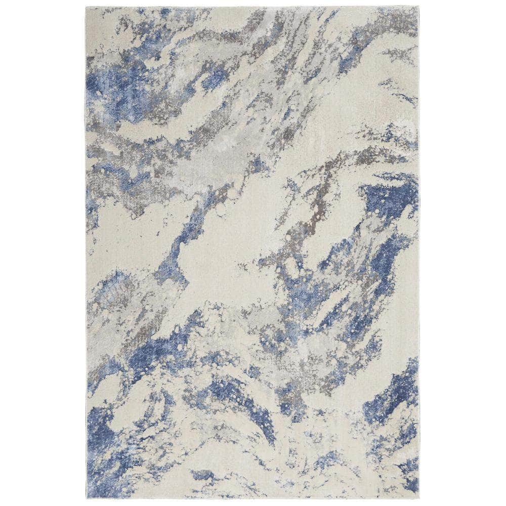 Sleek Textures SLE03 Blue/Ivory/Grey Rugs #color_blue/ivory/grey