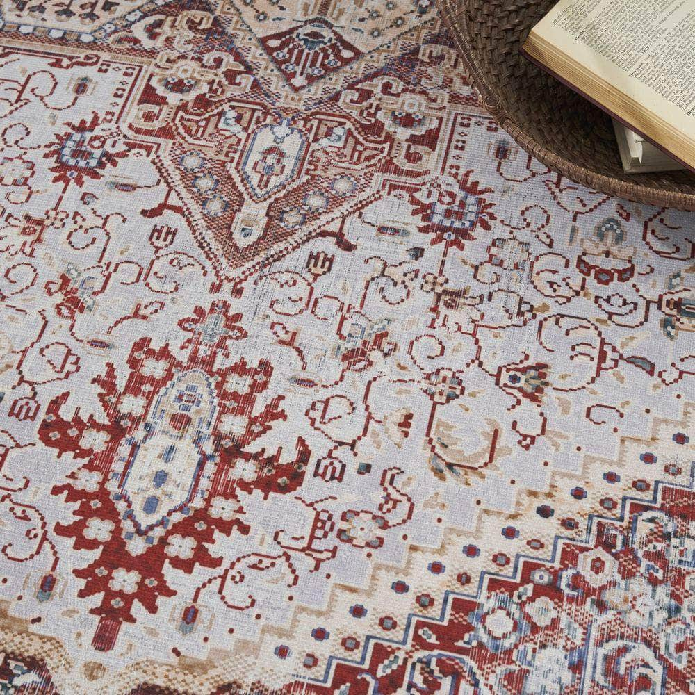 Vintage Home VNH01 Ivory Red Rug #color_ivory red