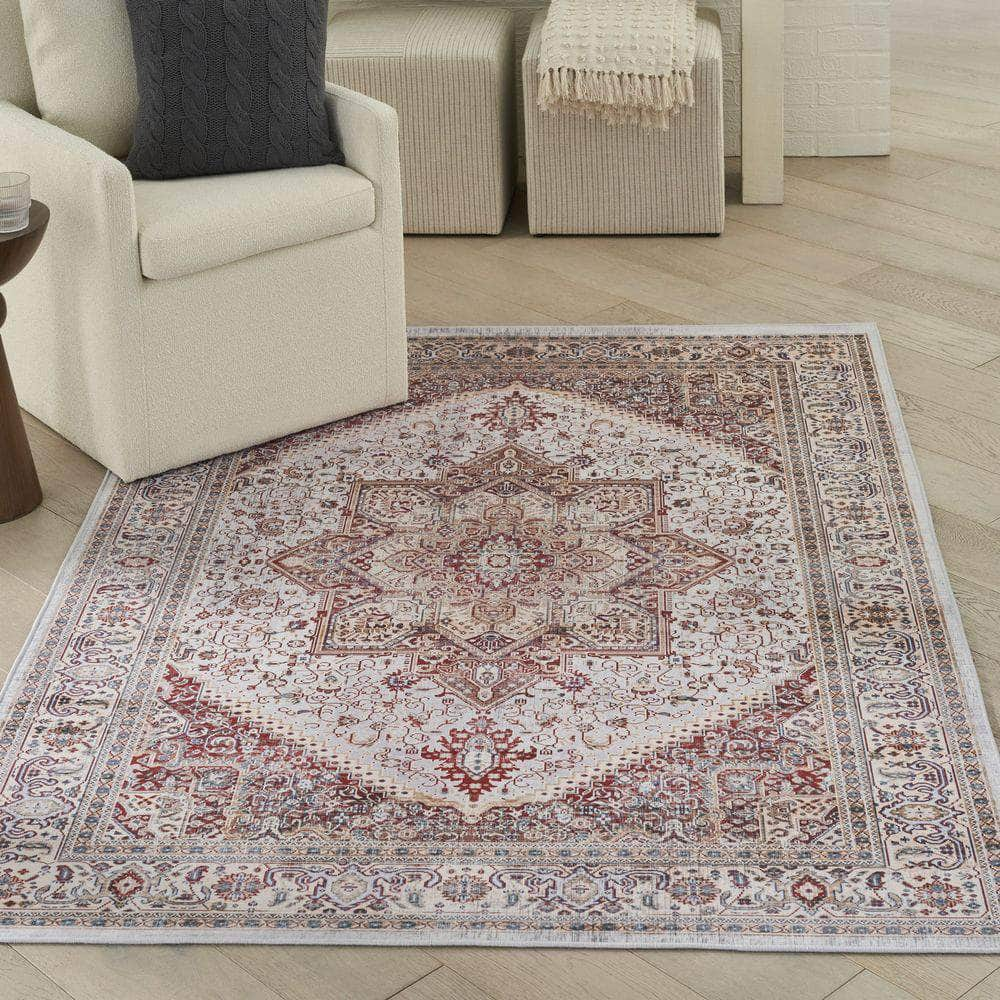 Vintage Home VNH01 Ivory Red Rug #color_ivory red