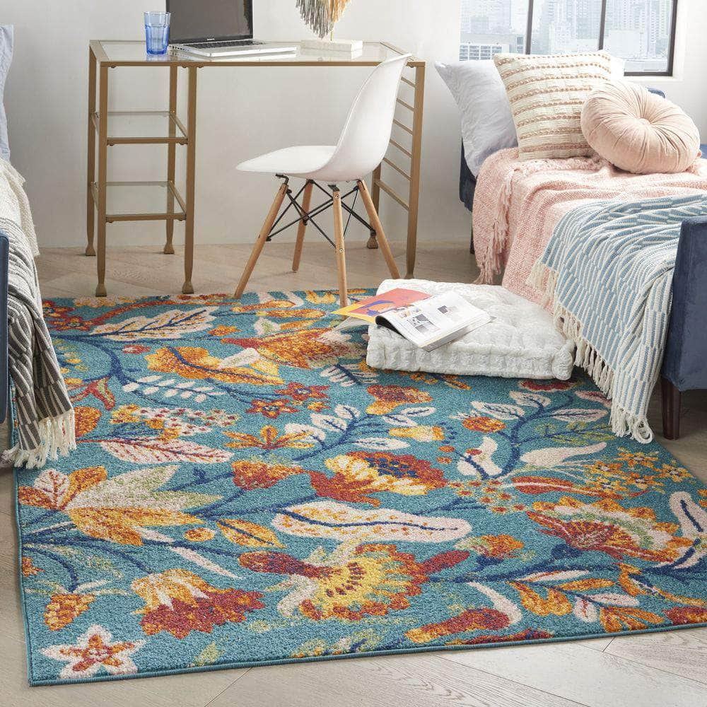 Allur ALR09 Turquoise Multicolor Rugs #color_turquoise multicolor