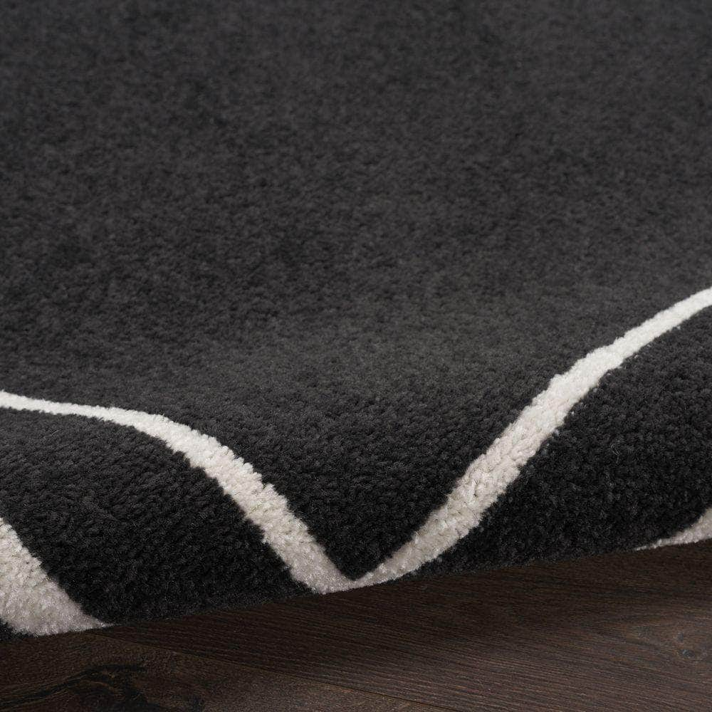 Nourison Essentials NRE02 Black Ivory Rugs #color_black ivory