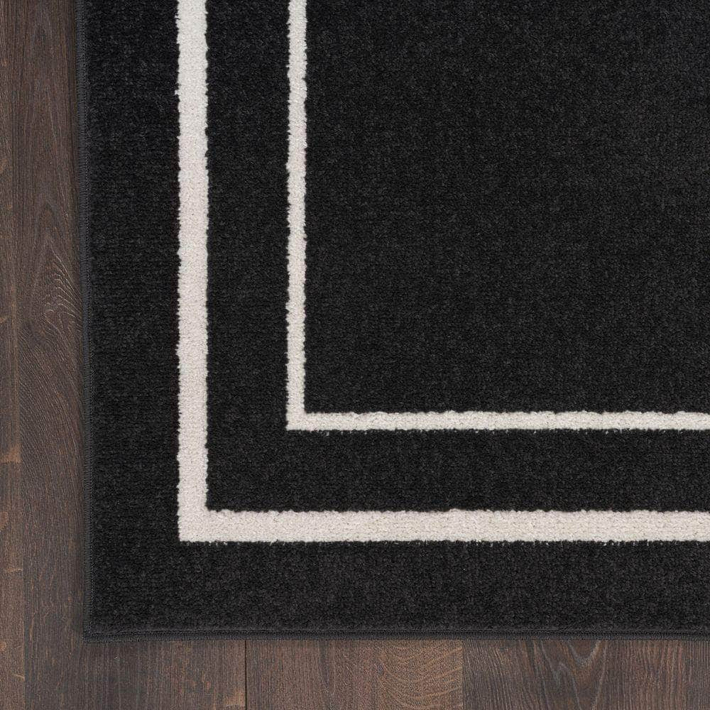 Nourison Essentials NRE02 Black Ivory Rugs #color_black ivory