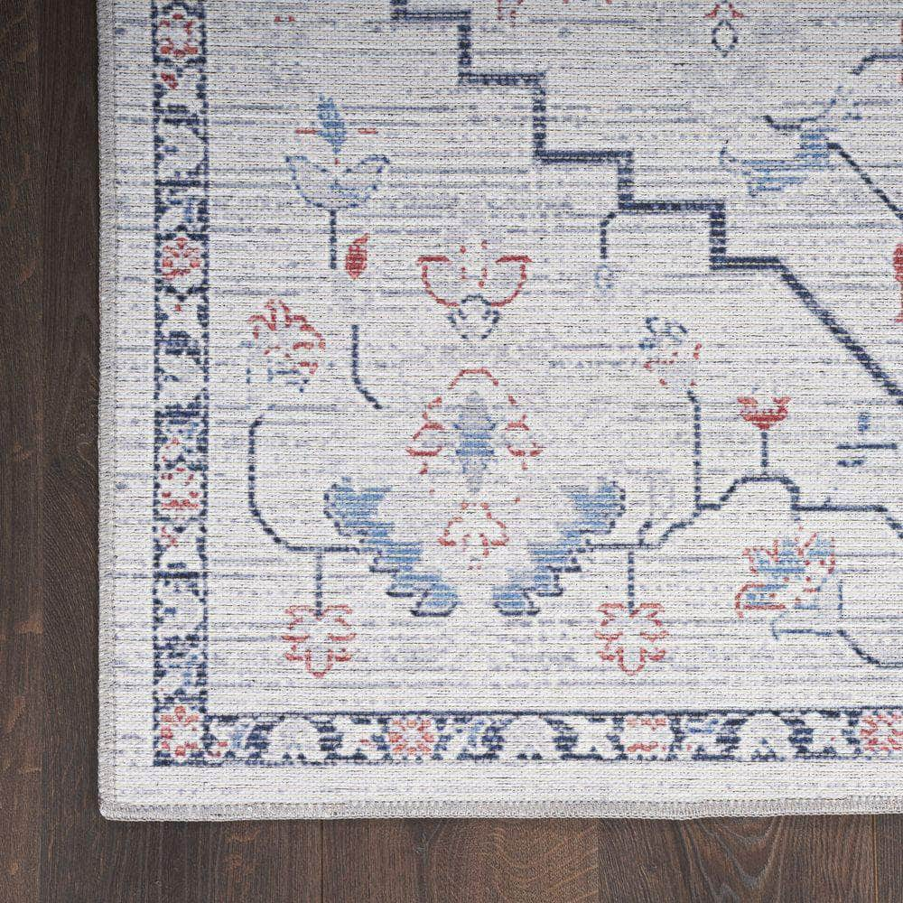 Machine Washable Series 1 SR110 Ivory Blue Rug #color_ivory blue