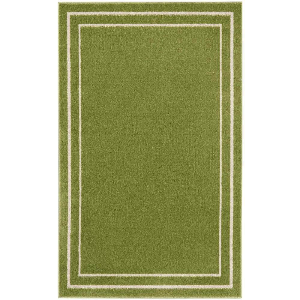 Nourison Essentials NRE02 Green Ivory Rugs #color_green ivory