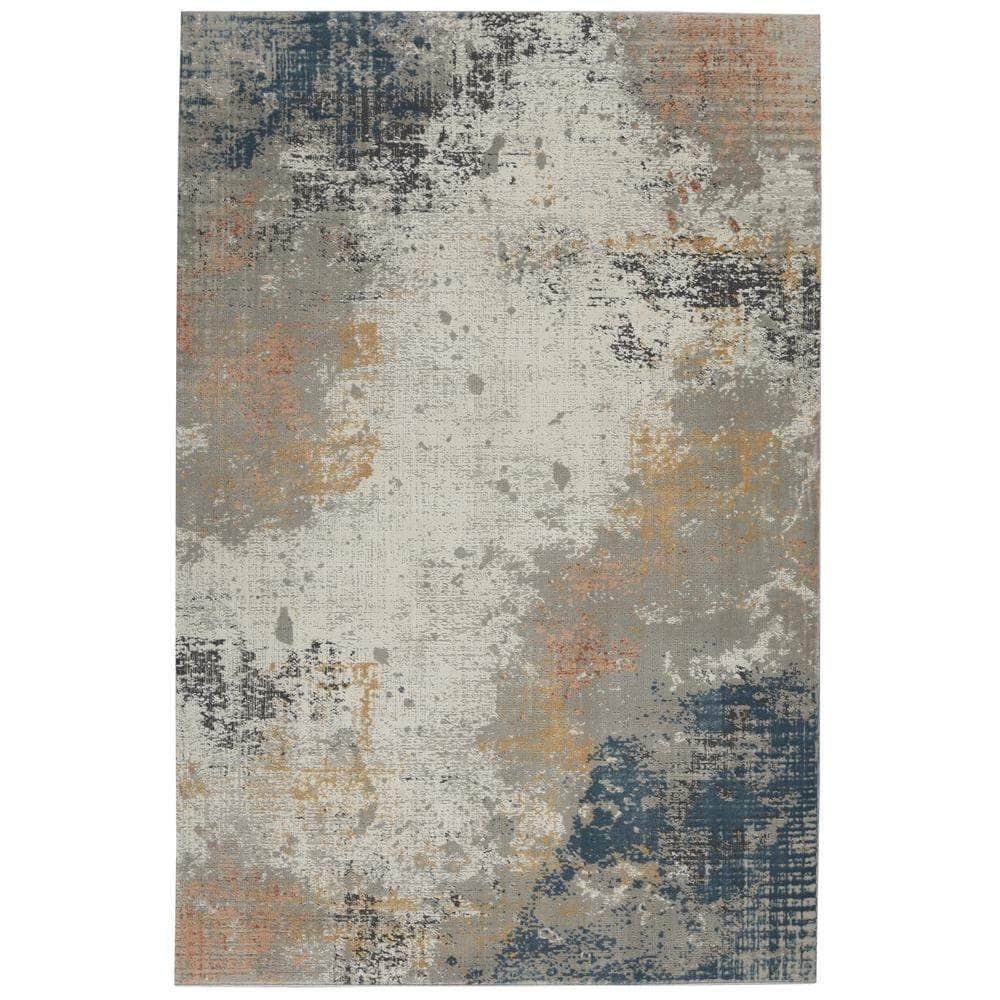 Rustic Textures RUS13 Grey/Blue Rugs #color_grey/blue