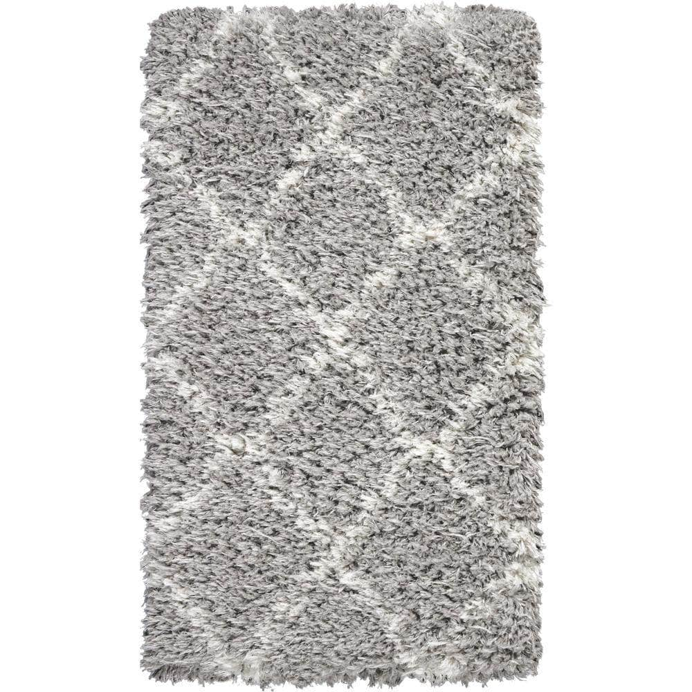 Ultra Plush Shag ULP02 Grey/Ivory Rugs #color_grey/ivory