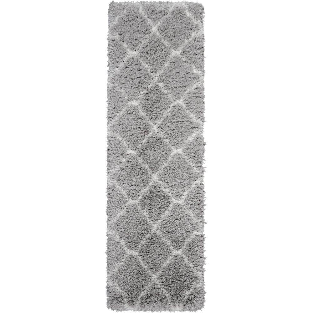 Ultra Plush Shag ULP02 Grey/Ivory Rugs #color_grey/ivory