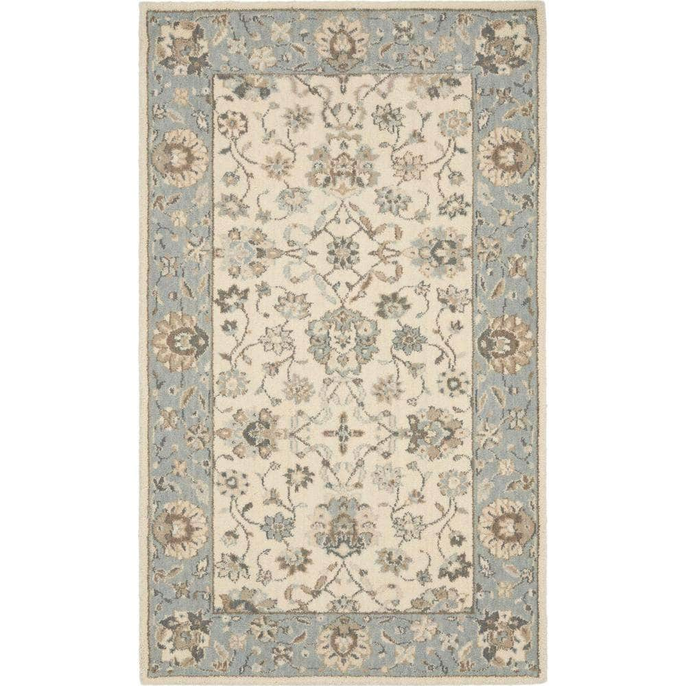 Living Treasures LI16 Ivory/Aqua Rugs #color_ivory/aqua