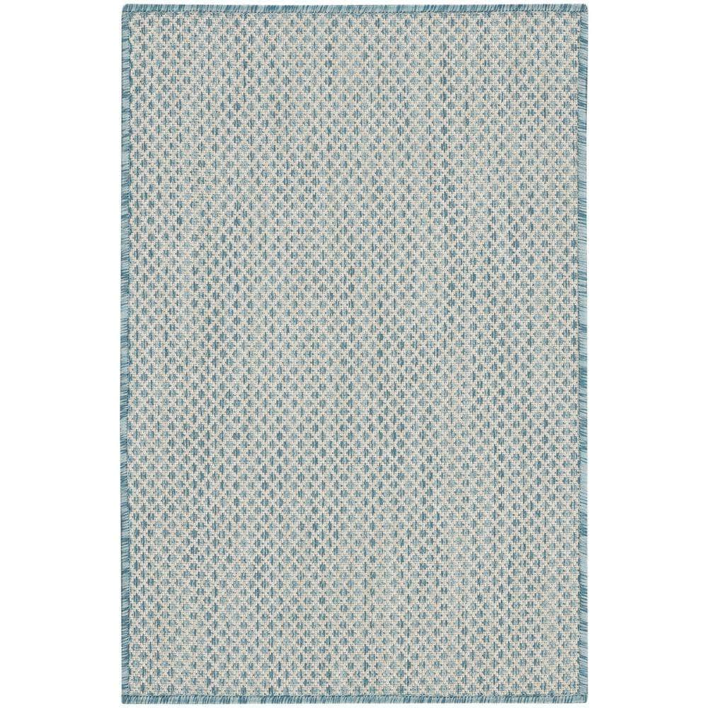 Courtyard COU01 Ivory Aqua Rugs #color_ivory aqua