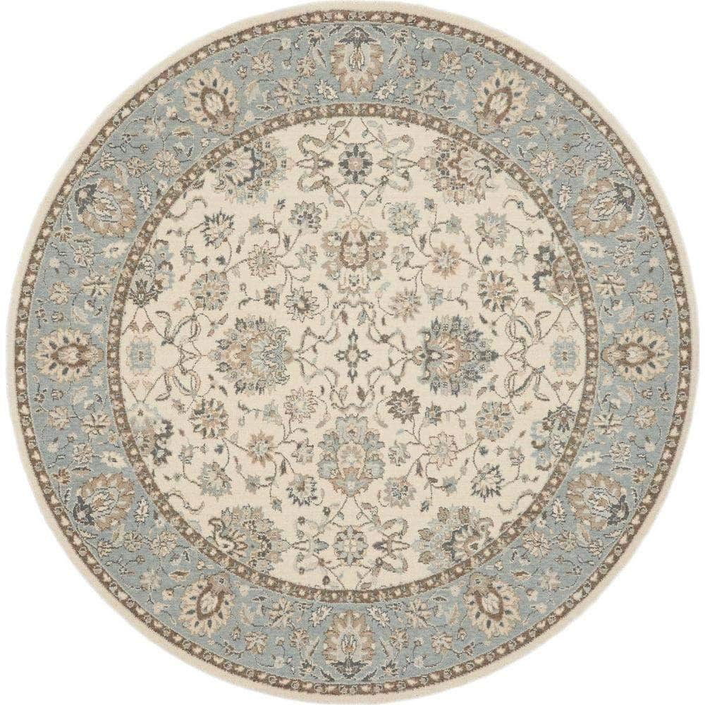 Living Treasures LI16 Ivory/Aqua Rugs #color_ivory/aqua