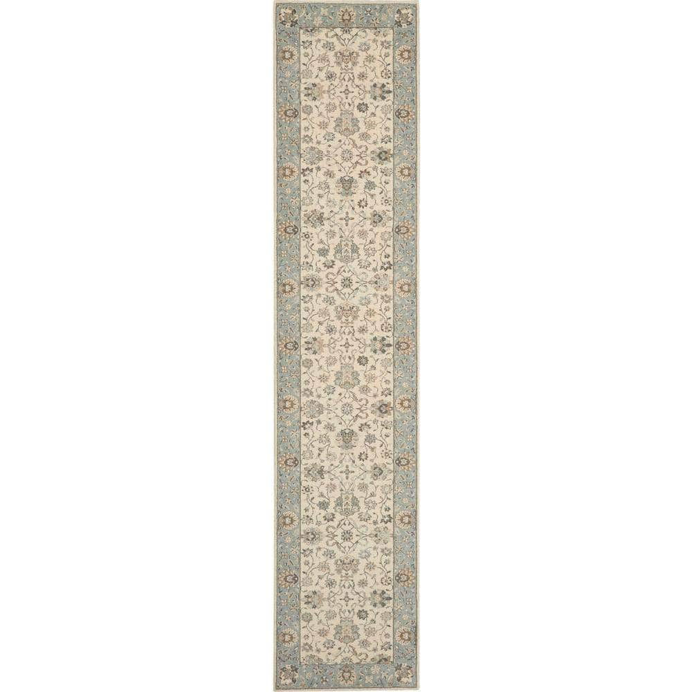 Living Treasures LI16 Ivory/Aqua Rugs #color_ivory/aqua