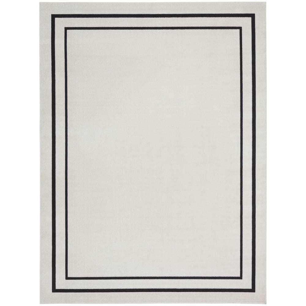 Nourison Essentials NRE02 Ivory Black Rugs #color_ivory black