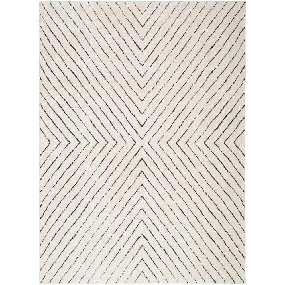 Cozy Modern CMD01 Ivory Black Rug #color_ivory black