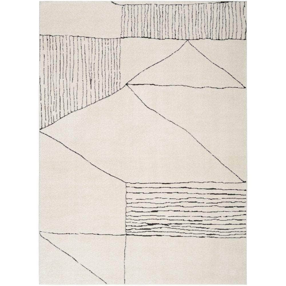 Cozy Modern CMD02 Ivory Black Rug #color_ivory black