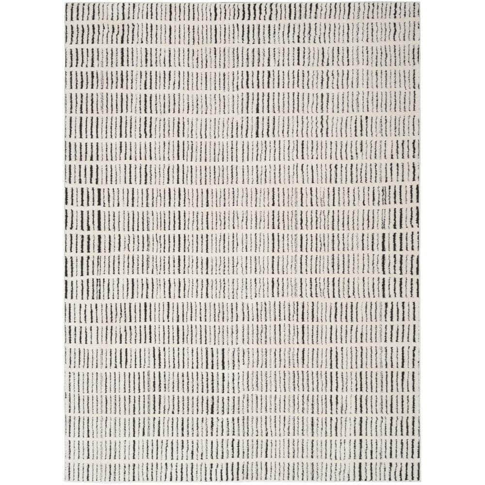 Cozy Modern CMD03 Ivory Black Rug #color_ivory black