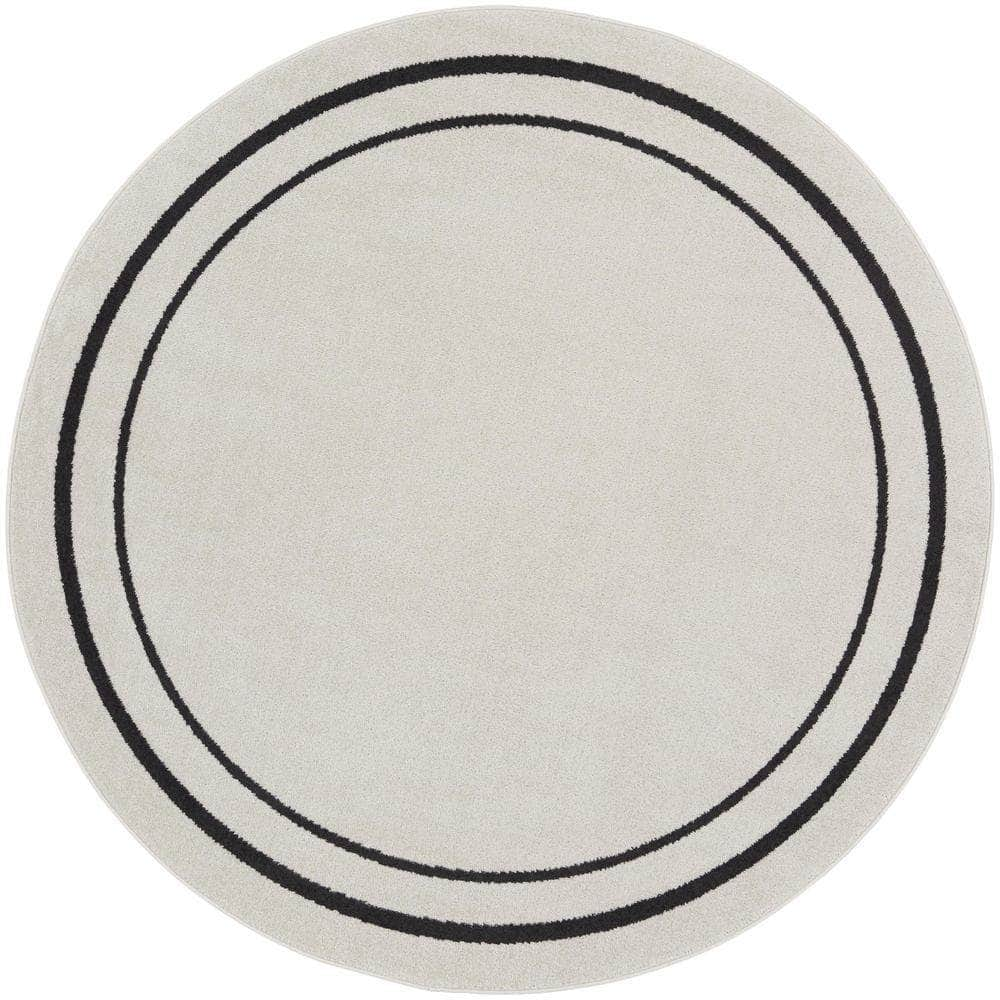 Nourison Essentials NRE02 Ivory Black Rugs #color_ivory black