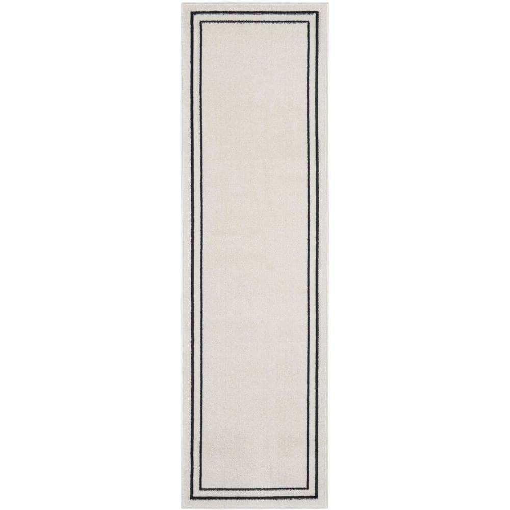 Nourison Essentials NRE02 Ivory Black Rugs #color_ivory black