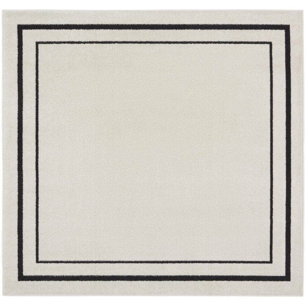 Nourison Essentials NRE02 Ivory Black Rugs #color_ivory black