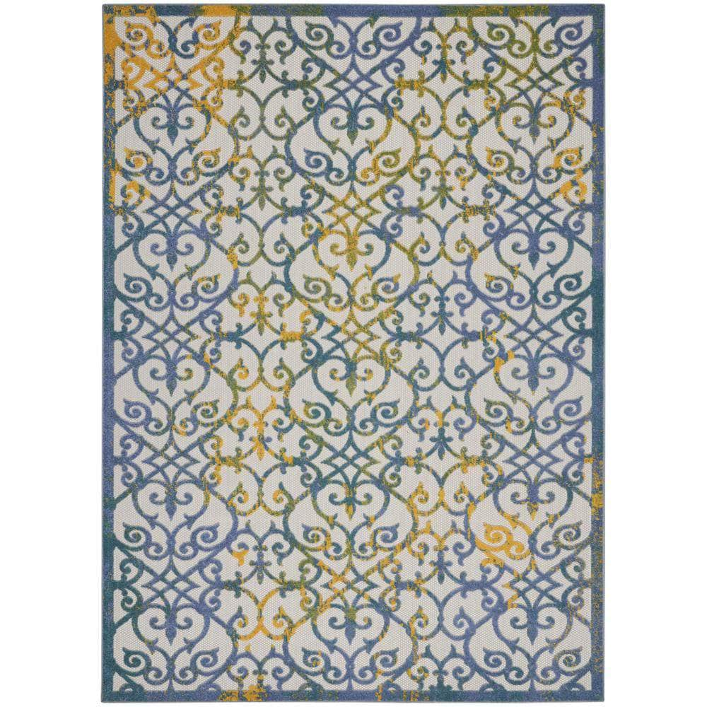 Aloha ALH21 Ivory Blue Rugs #color_ivory blue