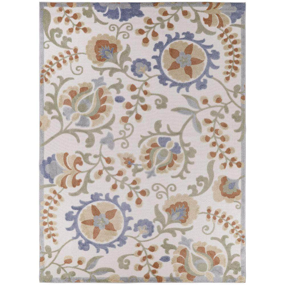 Aloha ALH17 Ivory Blue Rug #color_ivory blue